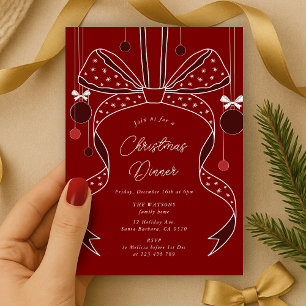 Einzigartige Red Bows & Ribbons Elegantes Weihnach Einladung
