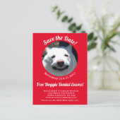 Einzigartige Red Smiling Dog Pet Care Event Erinne Postkarte (Stehend Vorderseite)