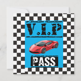 Einzigartige Rennwagen VIP Pass Geburtstagsparty Einladung