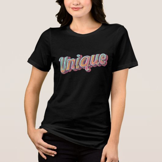 Einzigartige Retro-3D-Typografie Farbige Skript St Tri-Blend Shirt (Vorderseite)