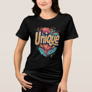 Einzigartige Retro-Blumen-Typografie Vibrantes Pop Tri-Blend Shirt