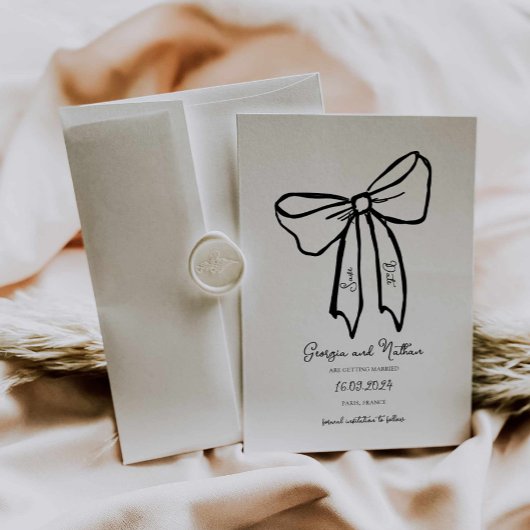 Einzigartige Retro-Bow Save the Date Einladung