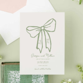 Einzigartige Retro Sage Green Save the Date Einlad Einladung