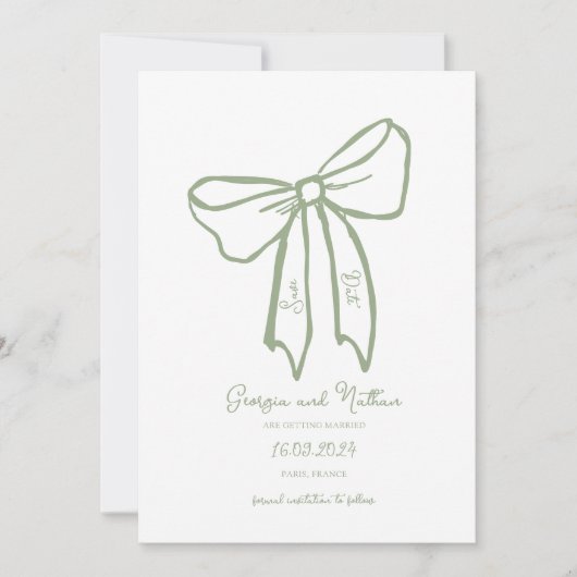 Einzigartige Retro Sage Green Save the Date Einlad Einladung (Vorderseite)