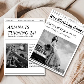 Einzigartige Retro-Zeitung Geburtstagsparty Einlad Einladung