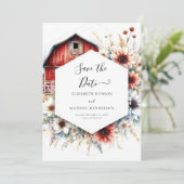 Einzigartige romantische Barnyard-Hochzeit Save The Date (Stehend Vorderseite)