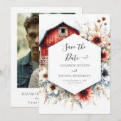 Einzigartige romantische Barnyard-Hochzeit Save The Date (Vorne/Hinten)