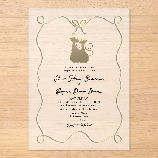 Einzigartige romantische Hochzeit Acryleinladungen (Vorderseite)