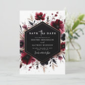 Einzigartige romantische Hochzeit im Burgund Save The Date (Stehend Vorderseite)