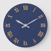 Einzigartige römische Goldzahl auf blauem Hintergr Große Wanduhr (Vorderseite)
