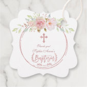 Einzigartige rosa Blume Blüte Rose Gold Cross Tauf Geschenkanhänger (Rückseite)