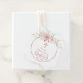 Einzigartige rosa Blume Blüte Rose Gold Cross Tauf Geschenkanhänger (Beispiel)