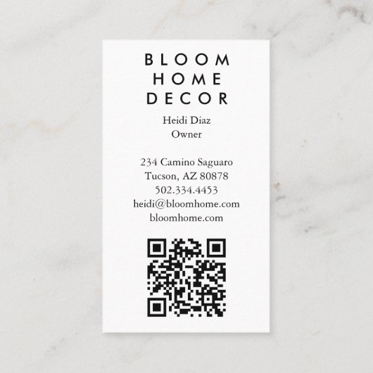 Einzigartige rosa Blume Fotografie QR-Codegrafik Visitenkarte (Rückseite)