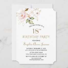 Einzigartige Rosa Blush Gold Blume 18. Geburtstag Einladung
