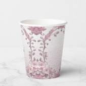 Einzigartige rosa, florale Papiergruppen Pappbecher (Rückseite)