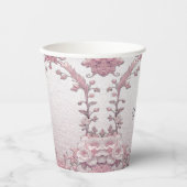 Einzigartige rosa, florale Papiergruppen Pappbecher (Vorderseite)