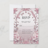 Einzigartige rosa florale RSVP-Karte RSVP Karte (Vorderseite)