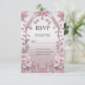 Einzigartige rosa florale RSVP-Karte RSVP Karte (Stehend Vorderseite)