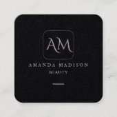 Einzigartige Rose Gold Mit Monogramm Script Social Quadratische Visitenkarte (Vorderseite)