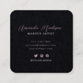 Einzigartige Rose Gold Mit Monogramm Script Social Quadratische Visitenkarte (Rückseite)