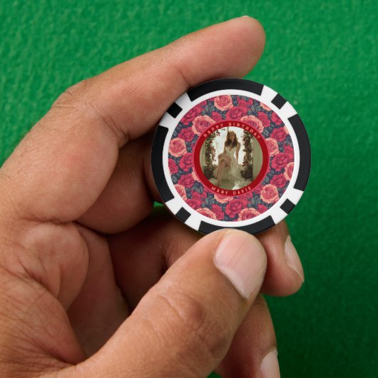 Einzigartige Rosenblume 40. Geburtstag Pokerchips (Hand)