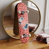 einzigartige rote Herzen auf rosa und Muster Custo Skateboard