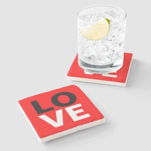 Einzigartige Rote Liebe Romantik Steinuntersetzer (Seitenansicht)