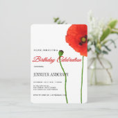 Einzigartige Rote Poppy Floral Simplizität Geburts Einladung (Stehend Vorderseite)
