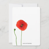 Einzigartige Rote Poppy Floral Simplizität Geburts Einladung (Rückseite)