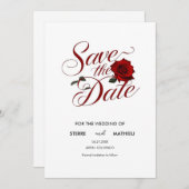 Einzigartige Rote Rose Hochzeit Save The Date (Vorne/Hinten)