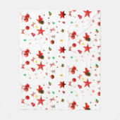 Einzigartige, rote Weihnachtsschmuck auf weiß Fleecedecke (Vorderseite)