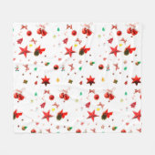 Einzigartige, rote Weihnachtsschmuck auf weiß Fleecedecke (Vorderseite (Horizontal))