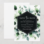 Einzigartige rustikale Eukalyptus-Hochzeit Save The Date (Vorne/Hinten)