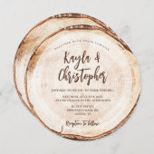 Einzigartige rustikale Hochzeitsholzbaumrinde Maßg Einladung (Vorne/Hinten)