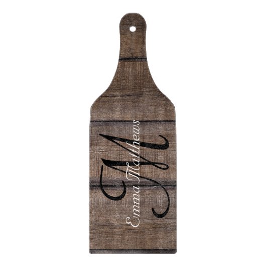 Einzigartige Rustikale Newlyweds Wedding Monogram Schneidebrett (Vorderseite)