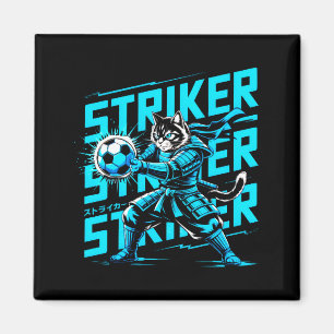 Einzigartige Samurai-Katze für Fußballfans Katzenl Magnet