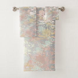 einzigartige, schöne, farbenfrohe, gemalte Muster Badhandtuch Set