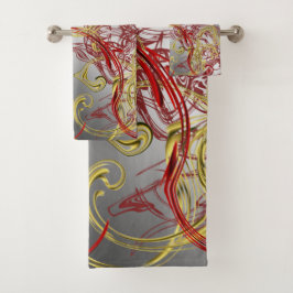 einzigartige, schöne, farbenfrohe, gemalte Muster Badhandtuch Set