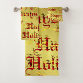 einzigartige, schöne, farbenfrohe, gemalte Muster Badhandtuch Set