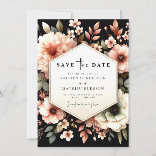 Einzigartige schöne rosa Blumenhochzeit Save The Date (Vorderseite)