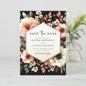 Einzigartige schöne rosa Blumenhochzeit Save The Date (Stehend Vorderseite)