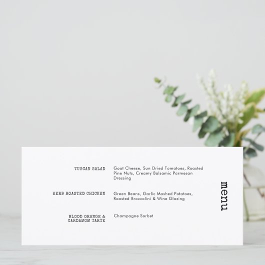 Einzigartige Schreibmaschine Schwarz-weiß Horizont Menükarte (Stehend Vorderseite)