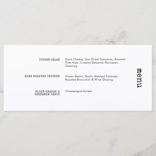 Einzigartige Schreibmaschine Schwarz-weiß Horizont Menükarte (Vorderseite)