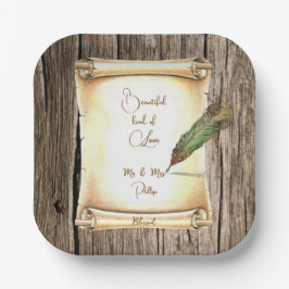 Einzigartige Schriftrolle & Vintage Federhalter Ho Pappteller