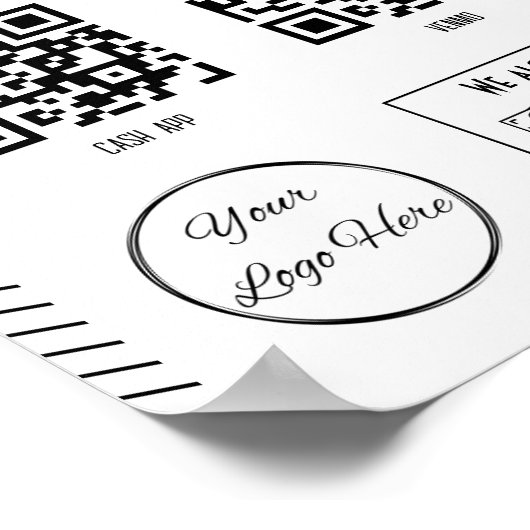 Einzigartige Schwarz-2-QR-Codes Barbershop-Prüfung Poster (Ecke)