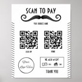 Einzigartige Schwarz-2-QR-Codes Barbershop-Prüfung Poster (Vorne)