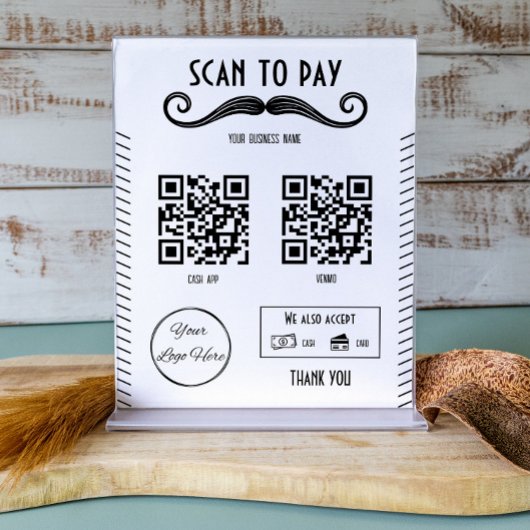 Einzigartige Schwarz-2-QR-Codes Barbershop-Prüfung Poster