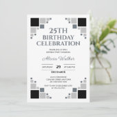 Einzigartige Schwarz-Grau-Digitale Rahmenecke Gebu Einladung (Stehend Vorderseite)