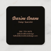 Einzigartige Schwarz Hallo Typografie Saubere Rust Quadratische Visitenkarte (Rückseite)