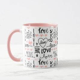 Einzigartige Schwarz-Pink-Herzen-Liebe Valentinsta Tasse